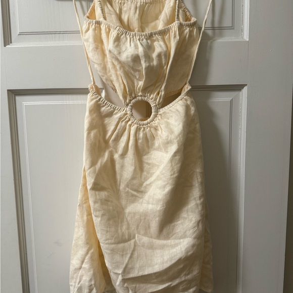 FAITHFULL THE BRAND  Zuma Womens Linen Cut-Out Mini Dress cream white sz S - Picture 3 of 5